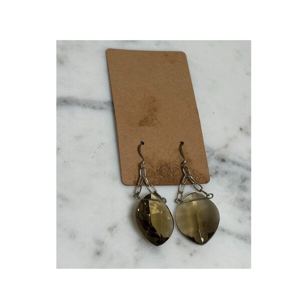NWT Faceted Smoky quartz Briolettes Dangle Earrings Gemstone Jewelry Whimsygoth - Picture 1 of 3